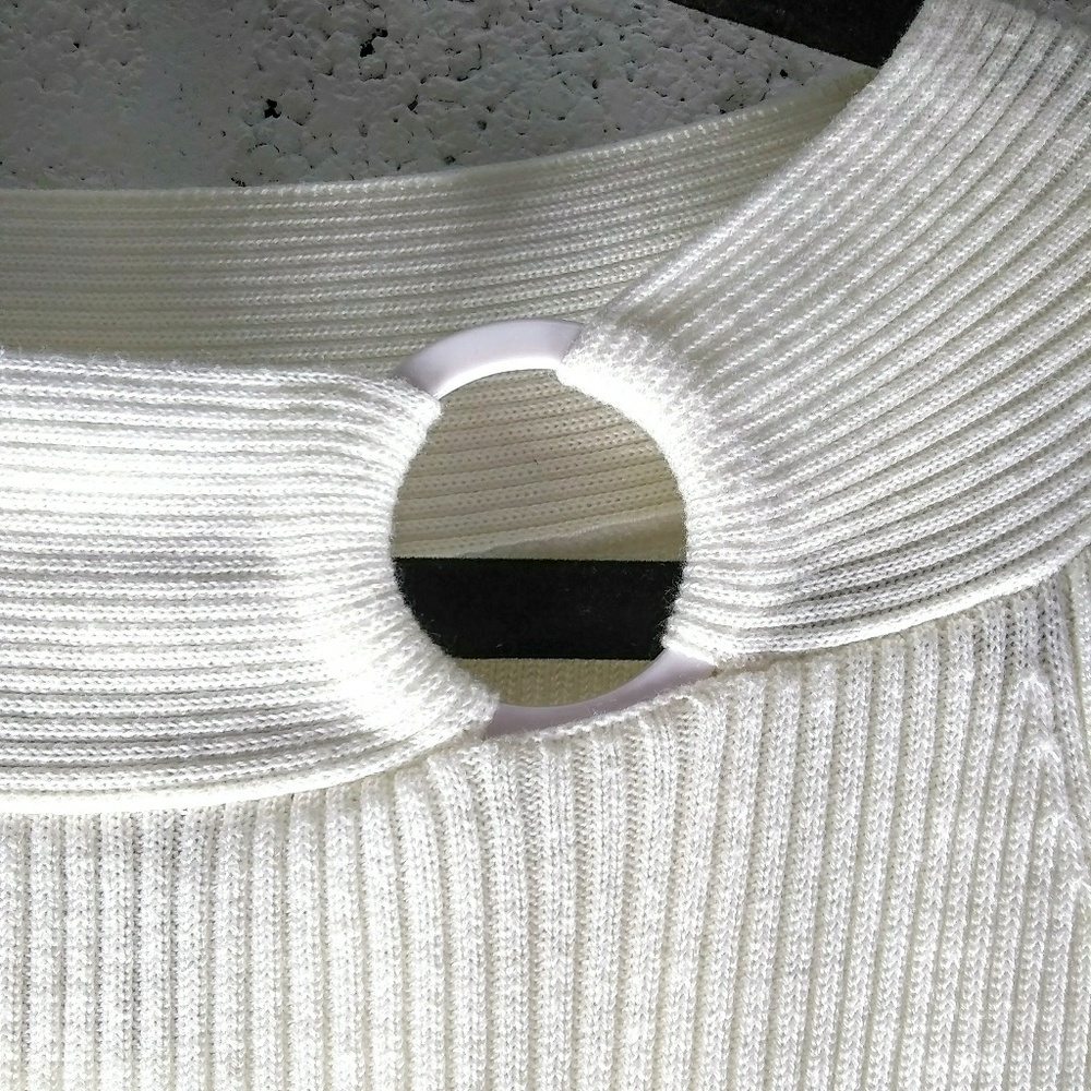 Requirements Large Off White Ribbed Knit Top - Picture 5 of 8